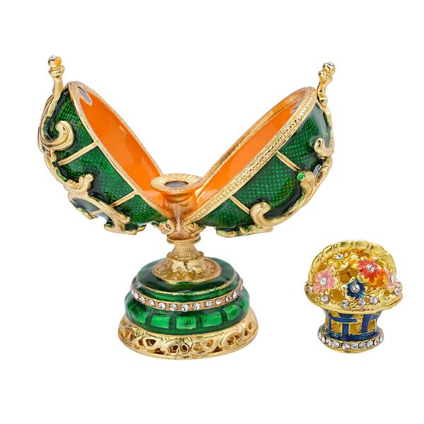 Tablettendöschen mit weißen Kristallen, emailliert, 6x3,5x7 cm, Grün image number 6