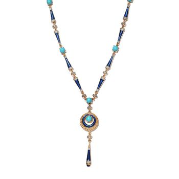 Nat&uuml;rlicher Sleeping Beauty T&uuml;rkis Halskette 45 cm  925 Silber vergoldet ca. 4,42 ct