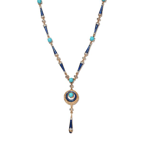 Nat&uuml;rliche Sleeping Beauty T&uuml;rkis emaillierte Halskette in Silber