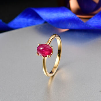 D'Joy Afrikanischer Rubin (Fissure gef&uuml;llt) Ring 925 Silber vergoldet (Gr&ouml;&szlig;e 17.00) ca. 1,83 ct