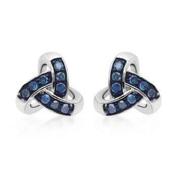 Blaue Diamant Ohrringe, 925 Silber platiniert ca. 0.25 ct