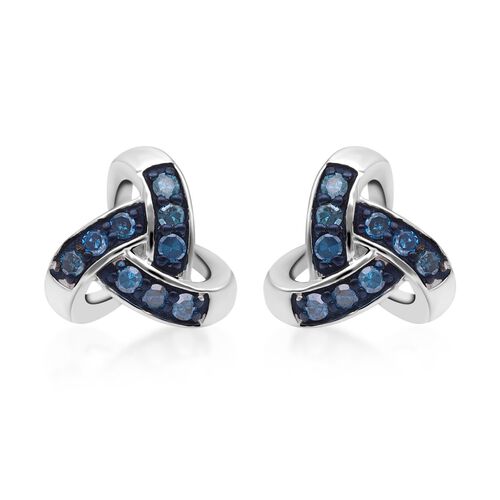 Blaue Diamant-Ohrringe, 925 Silber vergoldet - 0,25 ct. image number 0