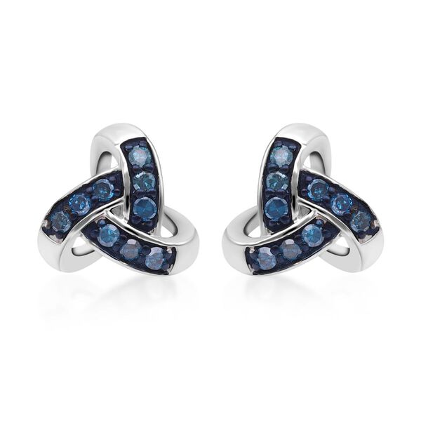 Blaue Diamant-Ohrringe, 925 Silber vergoldet - 0,25 ct.