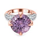 Rose De France Amethyst, Weißer Zirkon Ring, 925 Silber Roségold Vermeil, (Größe 18.00), ca. 8.30 ct