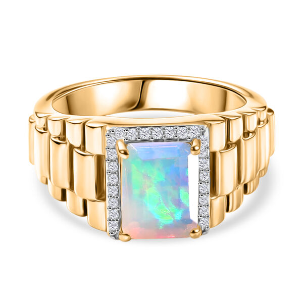 D'Joy nat&uuml;rlicher, &auml;thiopischer Welo Opal und Zirkon Ring - 1,66 ct.