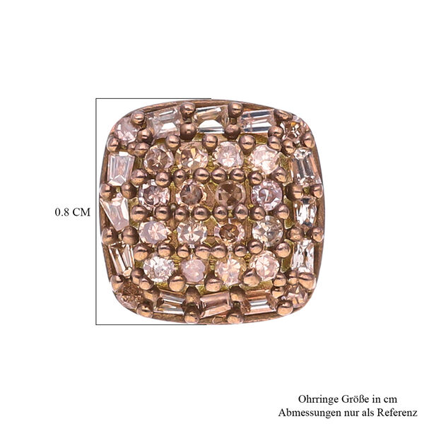 Nat&uuml;rliche Champagner Diamant Ohrringe, 925 Silber Ros&eacute;gold Vermeil, ca. 0.33 ct image number 5