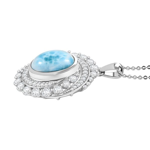 D'Joy Larimar, Weißer Zirkon Schmuckset ca. 45 cm 925 Silber rhodiniert ca. 10,59 ct. image number 4