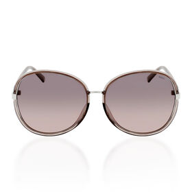 Sonnenbrille mit UV400-Schutz, runde Gläser, transparenter Rahmen in Rosa