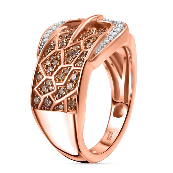 Natürlicher Champagner Diamant Ring 925 Silber 750 Roségold Vermeil (Größe 17.00) ca. 0,50 ct image number 5