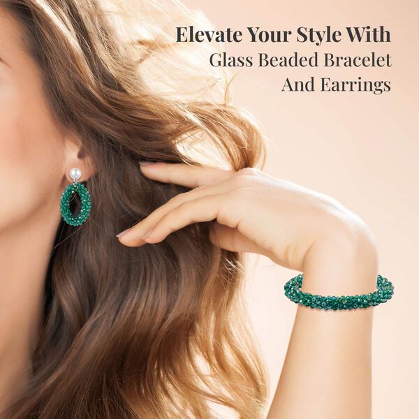 Dunkelgrünes Glasperlen-Schmuckset image number 2