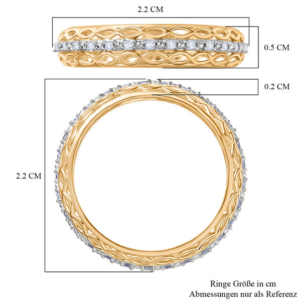 D'Joy Wei&szlig;er Diamant Ring 925 Silber 750 Gelbgold Vermeil (Gr&ouml;&szlig;e 17.00) ca. 0,15 ct image number 6