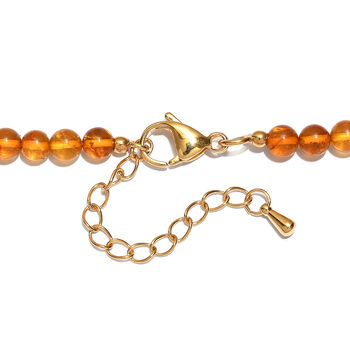 EVER TRUE Citrin, Bernstein Halskette ca. 45 cm + 5 cm Extender, 316L Edelstahl 750 Vergoldet