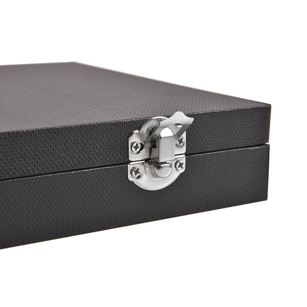 Moderne Ringschatulle aus Kunstleder mit zwei Verschl&uuml;ssen, 29x18.5x4cm, Schwarz image number 7