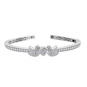 J Francis gefertigt mit SWAROVSKI- Swarovski Zirkonia Schwan Armreif, 19 cm