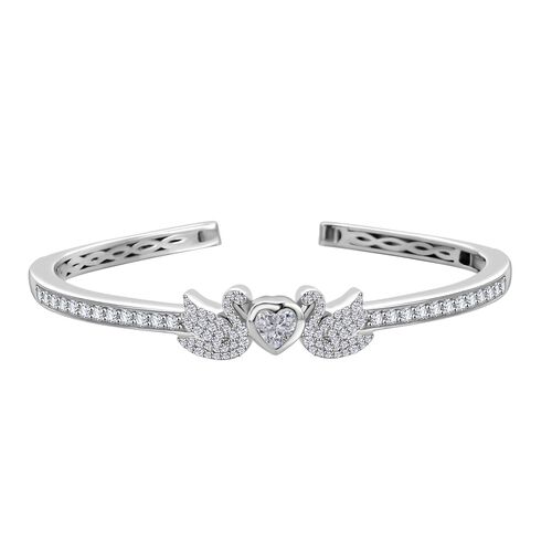J Francis gefertigt mit SWAROVSKI- Swarovski Zirkonia Schwan Armreif, 19 cm image number 0