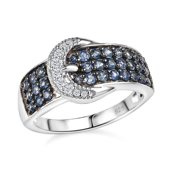 Ceylon-Saphir, Moissanit Ring 925 Silber rhodiniert (Gr&ouml;&szlig;e 20.00) ca. 0,94 ct image number 3