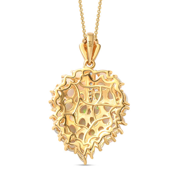 AA nat&uuml;rlicher, &auml;thiopischer Welo Opal und Zirkon Anh&auml;nger mit 45cm Kette - 3,06 ct. image number 7