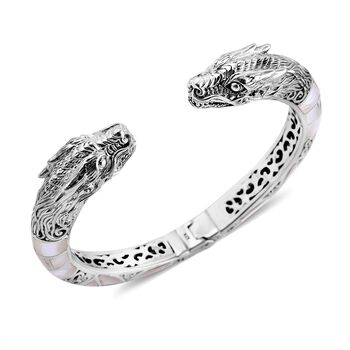 Perlmutt Armreif ca. 19 cm 925 Silber