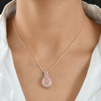 D'Joy AAA Padparadscha Saphir und Zirkon Anh&auml;nger mit 50cm Kette - 1,77 ct.