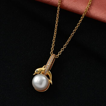 EVER TRUE S&uuml;&szlig;wasser Perle (9-9.5 mm), Wei&szlig;er Zirkon Schmuckset ca. 50 cm