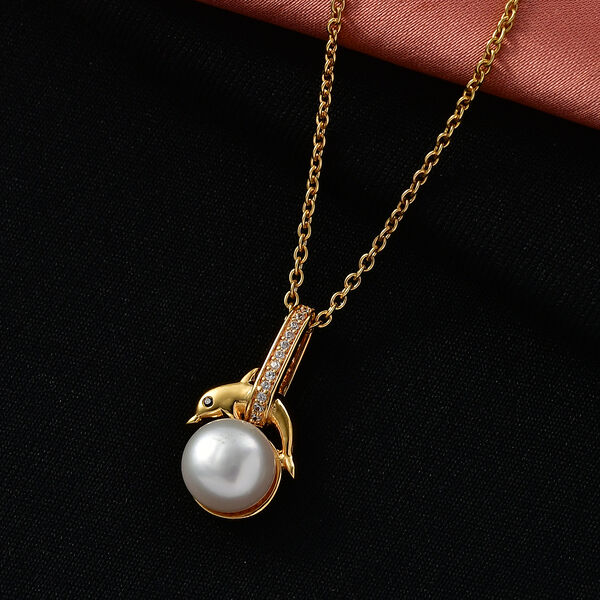 EVER TRUE S&uuml;&szlig;wasser Perle (9-9.5 mm), Wei&szlig;er Zirkon Schmuckset ca. 50 cm image number 1