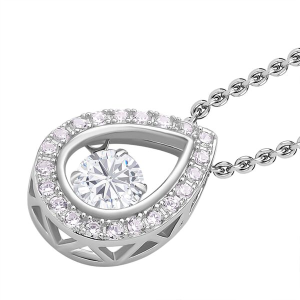 Wei&szlig;er Zirkonia-Anh&auml;nger mit Edelstahl-Kette, 925 Silber rhodiniert ca. 1,15 ct image number 4