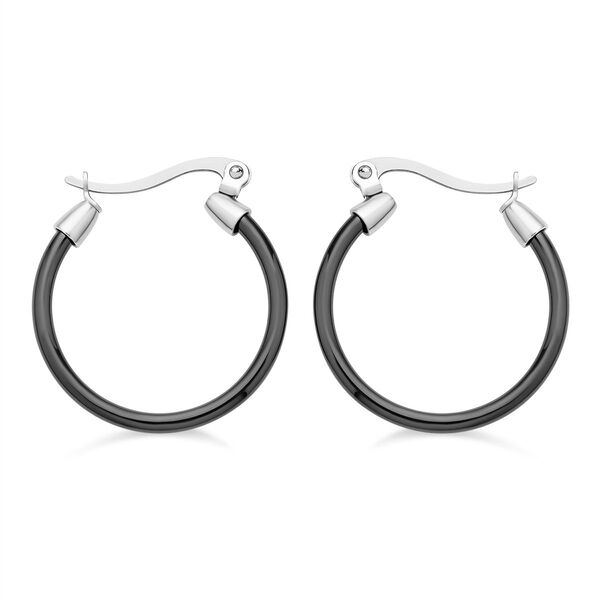 Schwarze Keramik Creolen, 316L Edelstahl image number 5