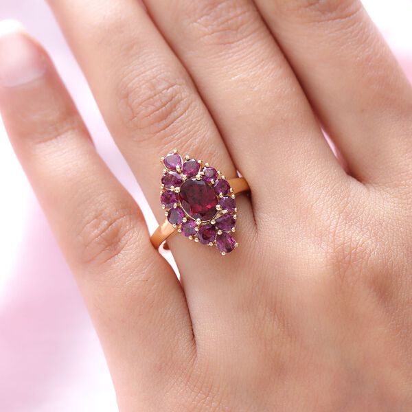 Rhodolith Granat-Ring, 925 Silber vergoldet  ca. 3,34 ct image number 3