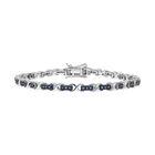 Blaues Diamant Armband, ca. 19 cm 925 Silber platiniert ca. 0.25 ct