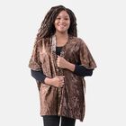 TAMSY - Samt Kimono mit Leopardenmuster Bordüre, Einheitsgröße Braun