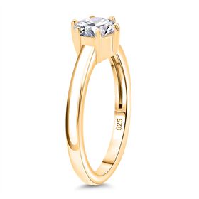 Moissanit Ring 925 Silber vergoldet (Größe 19.00) ca. 0,75 ct