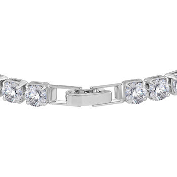 Wei&szlig;es Zirkonia 19cm Armband in Silberton