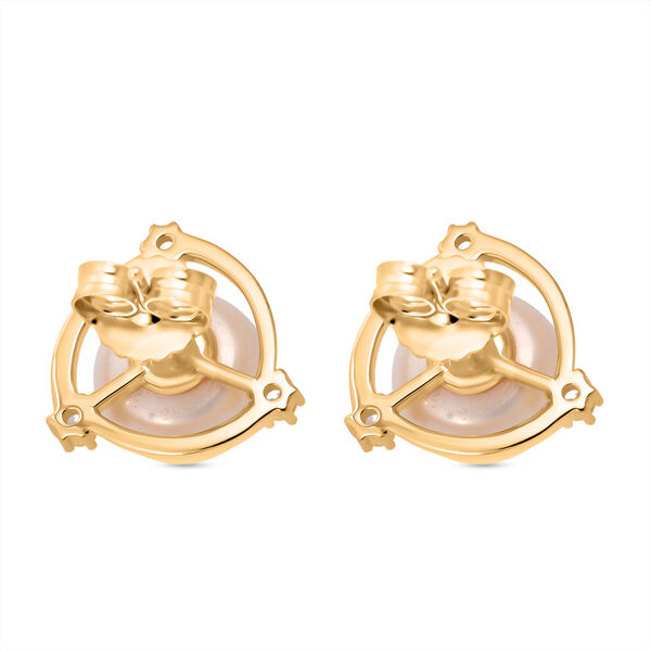 Süßwasser Perle, Weißer Zirkonia Ohrringe 925 Silber vergoldet image number 4