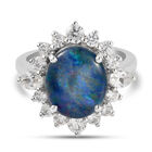 Boulder Opal Triplett und Zirkon Ring 925 Silber platiniert  ca. 4,80 ct image number 0