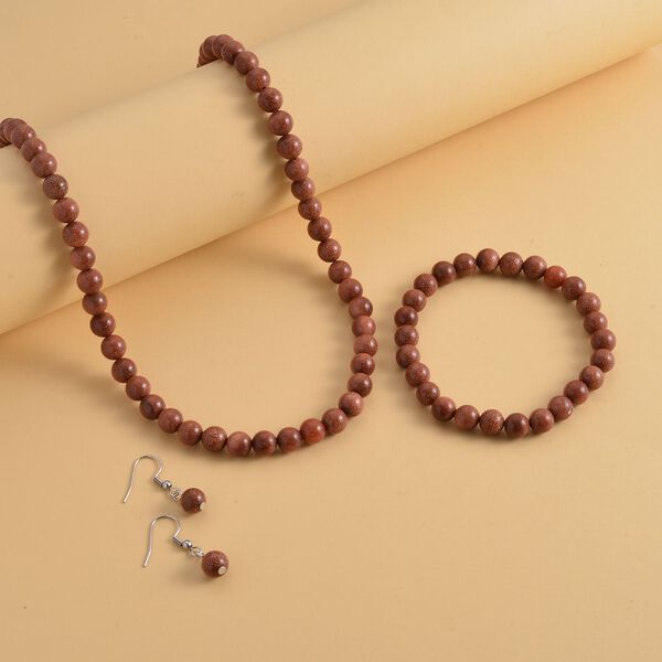 3er-Set - Goldenes Sandstein-Schmuckset - 323,50 ct. image number 2