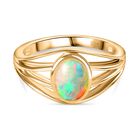 Natürlicher, äthiopischer Welo Opal Ring, 925 Silber Gelbgold Vermeil (Größe 17.00) ca. 0,77 ct