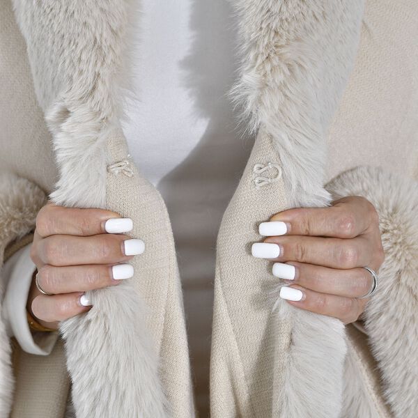 Kunstpelz-Ruana, Einheitsgröße - Creme image number 7