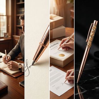 LIVMORE Set Kugelschreiber mit Ersatzmine, ros&eacute;goldfarben, Echtgoldfolie