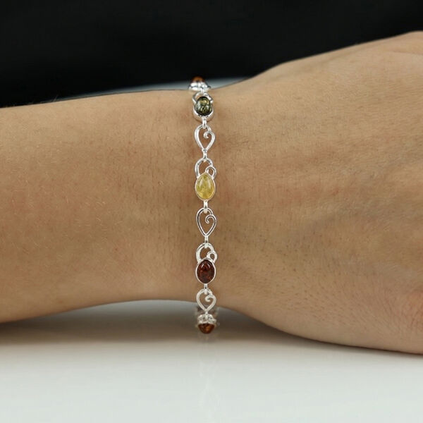 Nat&uuml;rlicher Baltischer Bernstein Armband ca. 16.5 cm 925 Silber image number 2