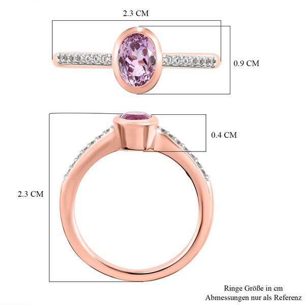 AAA Kunzit und Zirkon-Ring, 925 Silber rosévergoldet, 1,39 ct. image number 7