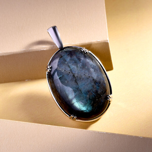 Labradorit-Anhänger, 925 Silber platiniert ca. 53,36 ct image number 3