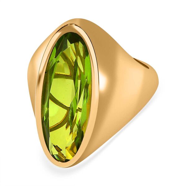 Chartreuse Quarz Ringe 925 Silber Gelbgold Vermeil (Gr&ouml;&szlig;e 16.00) ca. 6.86 ct