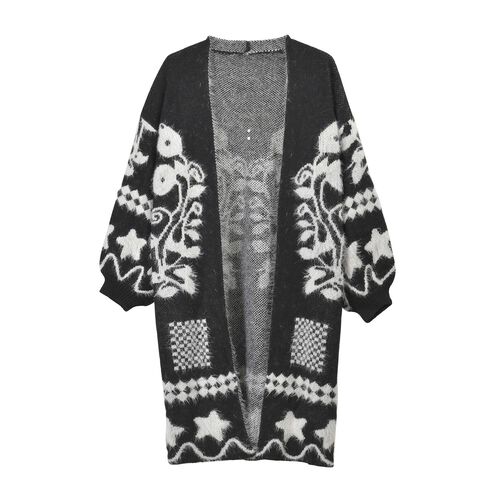 Flauschiger Cardigan in schwarz, Einheitsgröße image number 0