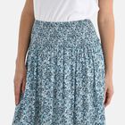 Maxirock mit Blumenmuster, elastischer Bund, 91x28cm, Blau image number 4