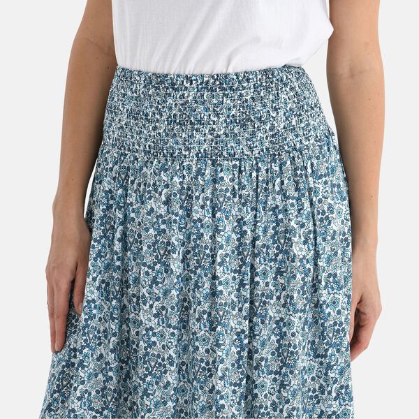 Maxirock mit Blumenmuster, elastischer Bund, 91x28cm, Blau image number 5