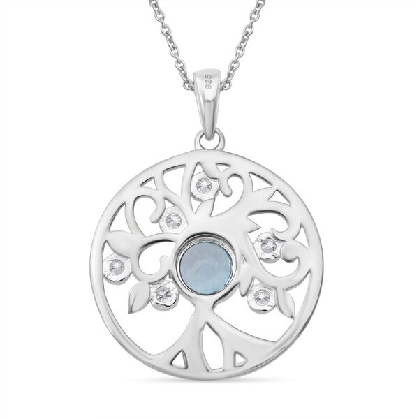 Blauer Zirkon und Moissanit Anh&auml;nger mit 50cm Kette - 1,55 ct. image number 4