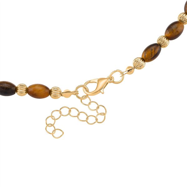 Tigerauge Halskette ca. 45cm + 5cm extender, gelb vergoldet ca. 50.00 ct image number 5
