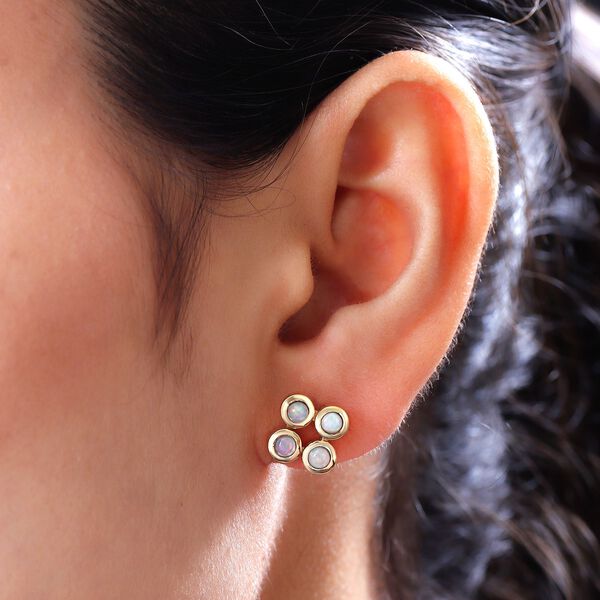 Nat&uuml;rliche, &auml;thiopische Opal-Ohrringe, 925 Silber vergoldet ca. 0.65 ct image number 3