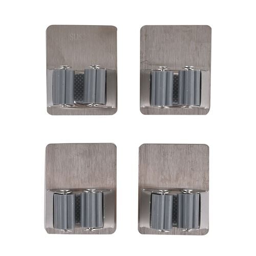 4er-Set Wandhaken aus Edelstahl, selbstklebend, für Besen und Haushaltsgeräte

, 5.3x6.7cm image number 0