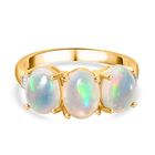 AA Natürlicher, äthiopischer Welo Opal, Weißer Diamant Ring, 925 Silber 750 Gelbgold Vermeil (Größe 20.00) ca. 2.34 ct image number 0